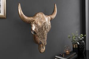 Noble Home Zlatá nástěnná hliníková dekorace Bull s mozaikovými kameny, 56 cm