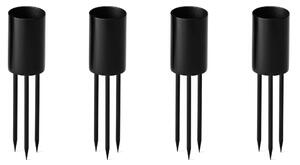 Zapichovací svícen na svíčku Black Medium – set 4 ks