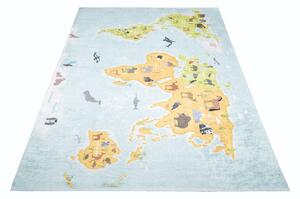 Chemex Dětský koberec Emma Kids - světové kontinenty - modrý Rozměr koberce: 80x150 cm