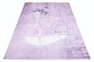 Makro Abra Dětský kusový koberec vhodný k praní BAMBINO 41960 Baletka protiskluzový fialový Rozměr: 140x200 cm