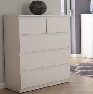 Komoda s 5 zásuvkami Carlos, bílá, 75 cm