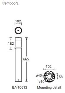 LGM BA-10613-O-30-01 Venkovní sloupkové svítidlo BAMBOO 3 černé 3000K 15W 474lm IP65 RAL9011 kryt opal vč.A107091(zemní držák) - LIGMAN