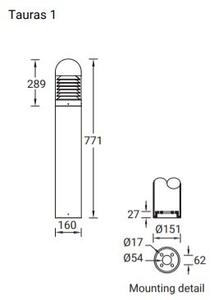 LGM TU-10136-1-30-01 Venkovní sloupkové svítidlo TAURAS BOLLARDS 41W 3000K 962lm IP65 černá RAL9011 (LGM TU-10136-1-W30-01) - LIGMAN