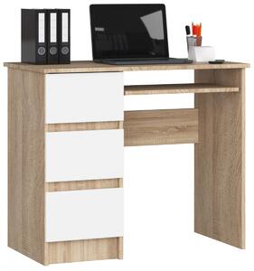 Ak furniture Psací stůl A-6 90 cm dub sonoma/bílý levý