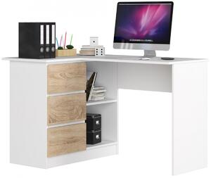 Ak furniture Rohový psací stůl B16 124 cm bílý/dub sonoma levý