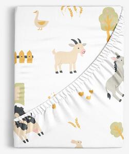 Goldea dětské bavlněné napínací prostěradlo - život na farmě 80 x 160 cm