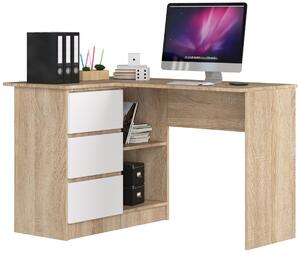 Ak furniture Rohový psací stůl B16 124 cm dub sonoma/bílý levý
