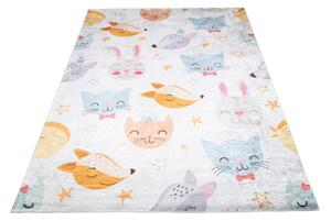 Chemex Dětský koberec Emma Kids - lišky a kočičky - šedý Rozměr koberce: 80x150 cm