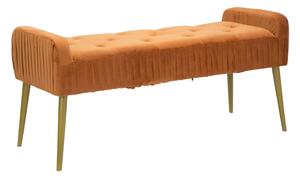 Sametová lavice Mauro Ferretti Lara 120x45x55 cm, oranžová/zlatá