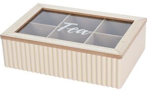 Box na čajové sáčky Stripes béžová, 24 x 7 x 16 cm