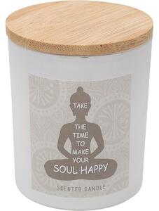 Vonná svíčka Soul Happy, vůně bavlna, 7 x 8,5 cm, 300 g, barva bílá