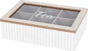 Box na čajové sáčky Stripes bílá, 24 x 7 x 16 cm