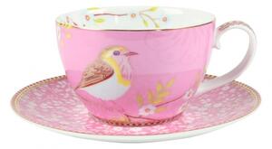 Pip Studio Early Bird šálek s pošálkem 280ml, růžový (porcelánových šálek s podšálkem)