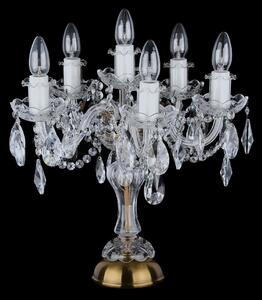 DBK GLASS Větší křišťálová stolní lampa se šesti žárovkami - starožitná mosaz SE-1740-5+1-PT-lamp