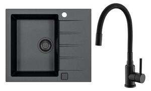 ALVEUS SETA23230 - Kuchyňský dřez CADIT+dřezová baterie MINTAS 34cm granit/černá
