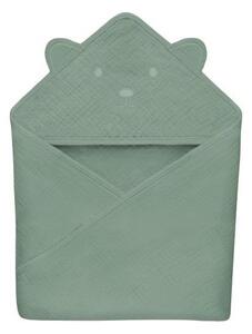 Lionelo - Dětská osuška s kapucí MUSLIN HOODED TOWEL Green Forest