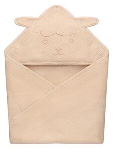 Lionelo - Dětská osuška s kapucí MUSLIN HOODED TOWEL Beige Cappuccino