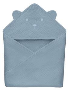 Lionelo - Dětská osuška s kapucí MUSLIN HOODED TOWEL Grey Sky