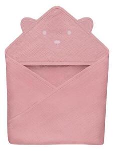Lionelo - Dětská osuška s kapucí MUSLIN HOODED TOWEL Pink Baby