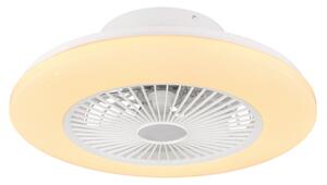 GLOBO Stropní stmívatelné LED osvětlení TRAVO s ventilátorem, 30W, teplá bílá-studená bílá, kulaté, bílé 3628