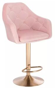 LuxuryForm Barová židle ANDORA VELUR na zlatém talíři - světle růžová
