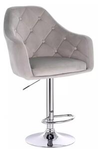 LuxuryForm Barová židle ANDORA VELUR na stříbrné kulaté podstavě - světle šedá