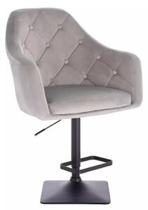 LuxuryForm Barová židle ANDORA VELUR na černé podstavě - světle šedá