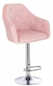 LuxuryForm Barová židle ANDORA VELUR na stříbrném talíři - světle růžová