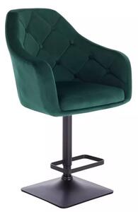 LuxuryForm Barová židle ANDORA VELUR na černé podstavě - zelená