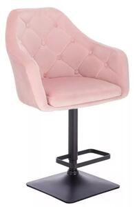 LuxuryForm Barová židle ANDORA VELUR na černé podstavě - světle růžová