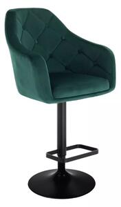 LuxuryForm Barová židle ANDORA VELUR na černém talíři - zelená