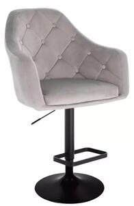 LuxuryForm Barová židle ANDORA VELUR na černém talíři - světle šedá