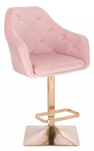 LuxuryForm Barová židle ANDORA VELUR na zlaté hranaté podstavě - světle růžová