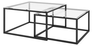 Konferenční stolek CLEVER II, 75/65x41/35x75/65, sklo/černá