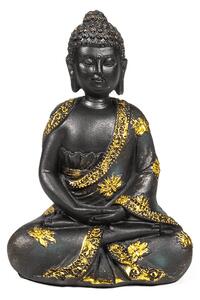 Meditující Buddha - soška Feng Shui - černo-zlatá - malá