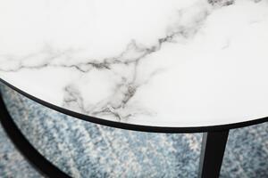 Designový odkládací stolek Latrisha 60 cm bílý - vzor mramor