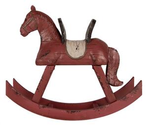 Dekorace ve vintage stylu červený houpací koník s patinou – 39x12x34 cm