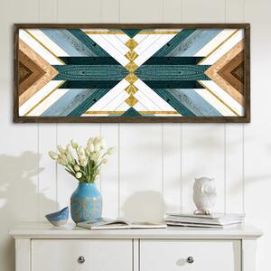 ASIR Obraz na MDF s rámem DŘEVĚNÝ PATCHWORK 120 x 40 cm