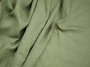 Snový svět Lněná látka zelená khaki