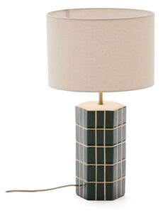 Zelená/krémová stolní lampa s textilním stínidlem (výška 61,5 cm) Rue – Kave Home
