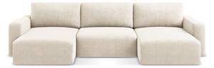 Krémová žinylková rozkládací/s úložným prostorem rohová pohovka (do "U") Kona – Makamii