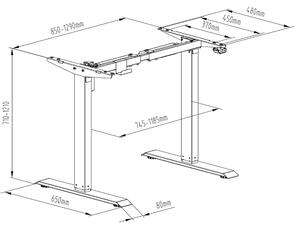 Výškově nastavitelný stůl Liftor Up, černý, Bez desky, elektricky polohovatelný