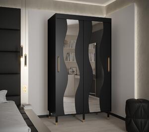 Šatní skříň Abi Calipso Sew Barva korpusu: Černá, Rozměry: 200 cm, Dveře: Černá + zrcadlo