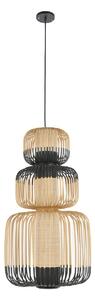 Závěsná svítidlo Forestier, Bamboo, stmívatelné, Černá, Obývací pokoj, Bambus, Design