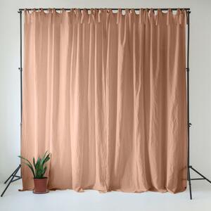 Růžový/hnědý lněný závěs 140x170 cm Cafe Creme – Linen Tales