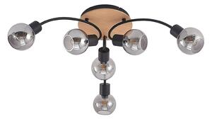 Stropní Lampa Lindby, Eridia, stmívatelné, Dřevo, Obývací pokoj, Sklo, Moderní