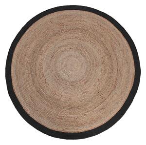 Přírodní/černý kulatý koberec Braos XL z juty, 150x150 cm
