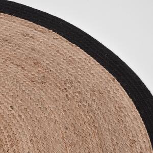 Přírodní/černý kulatý koberec Braos M z juty, 90x90 cm