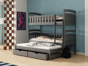 Dětská postel 80 cm OLLIE (s roštem a úl. prostorem) (grafit). 1013206