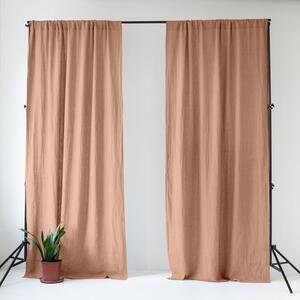 Růžový/hnědý lněný závěs 140x170 cm Cafe Creme – Linen Tales